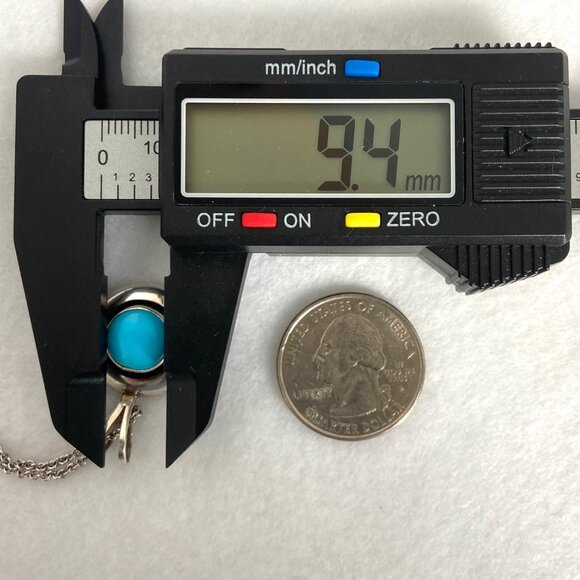 VTG Sterling Silver 925 ML Perry Navajo Southwest Turquoise Pendant Necklace 18" - Picture 11 of 16